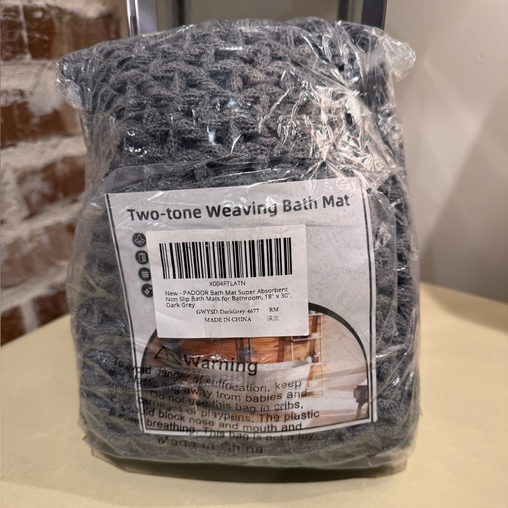 Waffle Bath Mat - 18'' x 30'', Dark Grey - Picture 9 of 10